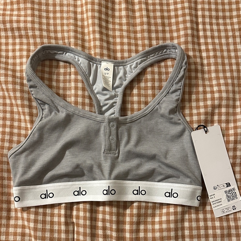Alo Ribbed Bra- Heather Grey